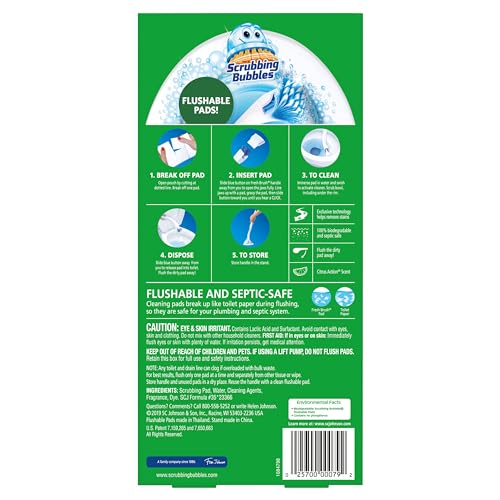 Scrubbing Bubbles Toilet Bowl Brush and Holder with Toilet Cleaner Refill Pads, Fresh Brush Toilet Wand Starter Kit,