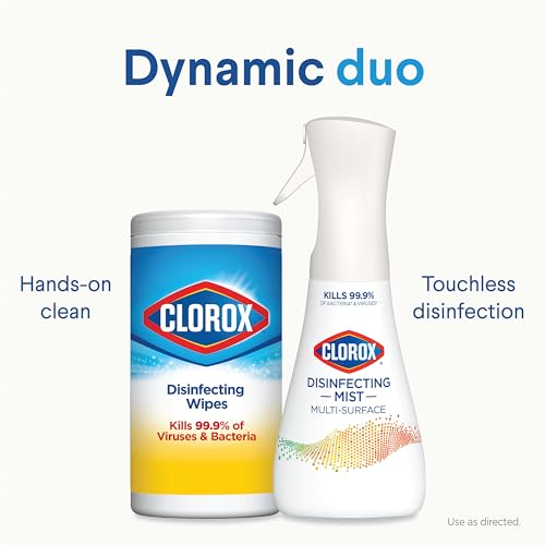 Clorox Disinfecting Mist, Multisurface Cleaner, Lemon and Orange Blossom, Sanitizing Spray & Refill, 16 Ounces(Pack of 2)